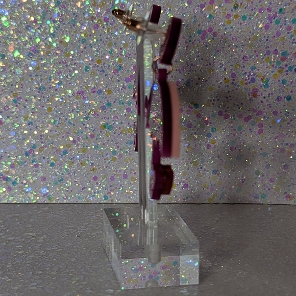 Umbrella pink and purple glitter acrylic drop earrings - Picture 5 of 6